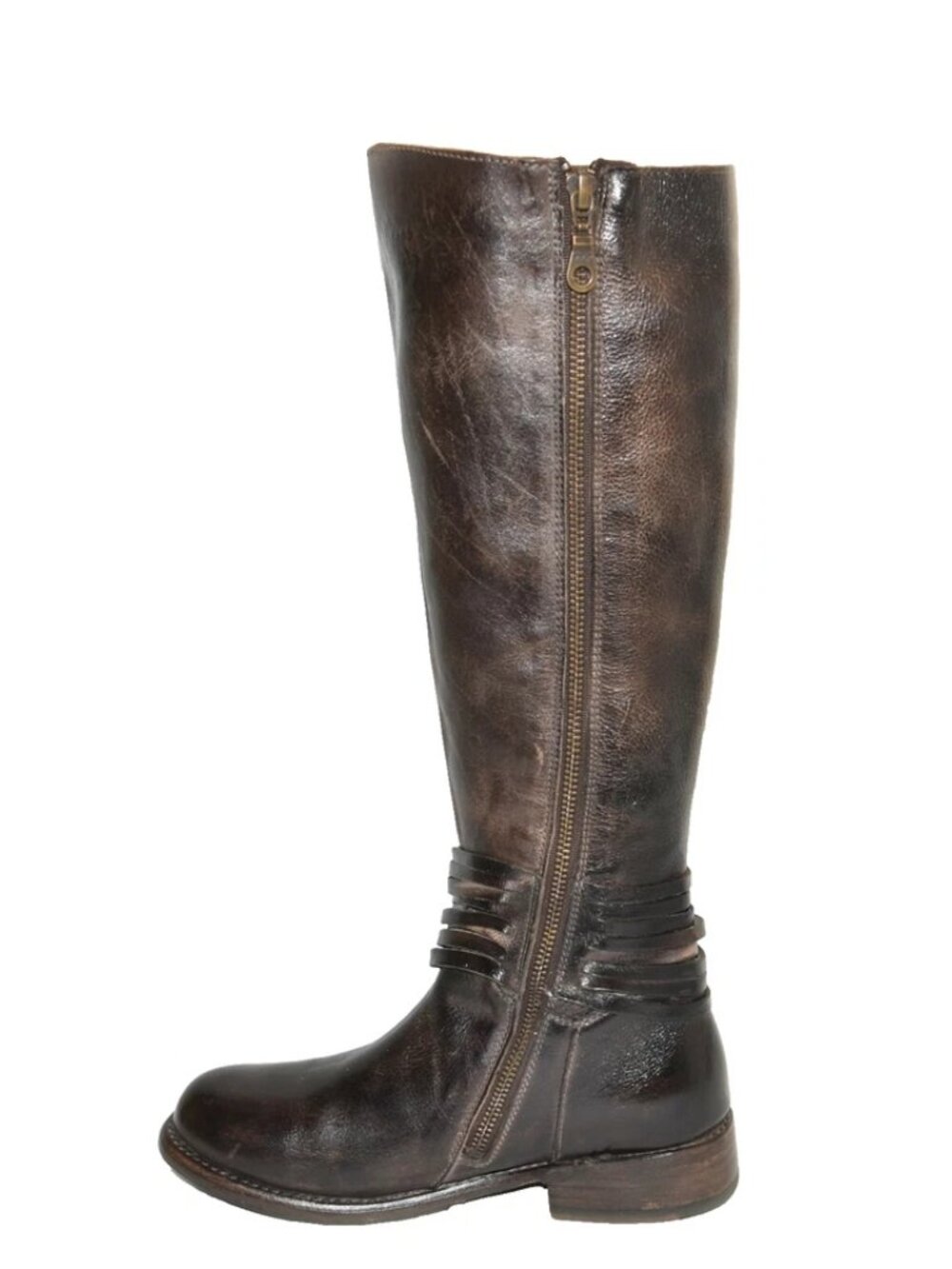 New Bed Stu Weymouth Knee High Boot Testa Moro Dip Dye Brown Leather Size 6 DD19 - Picture 2 of 7